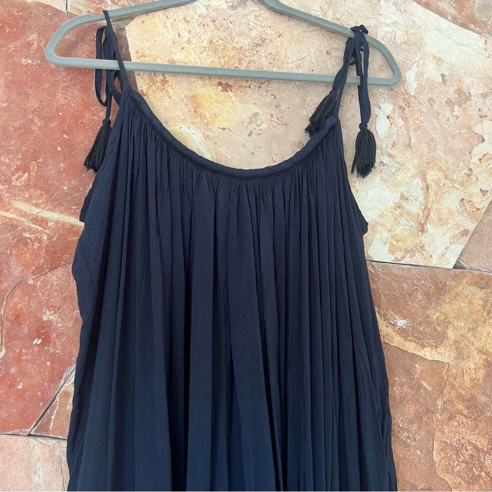 Navy Blue Jumpsuit with Tassel Tie